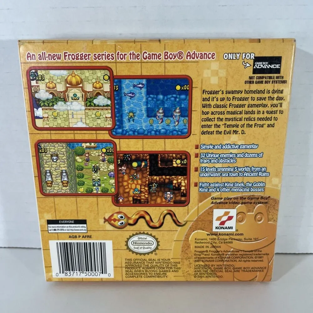 Frogger's Adventures: Temple of the Frog GBA Complete CIB! Very Good Condition!